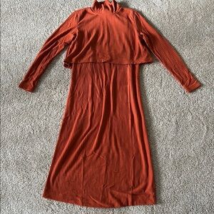 Ribbed Long Sleeved Nursing Dress